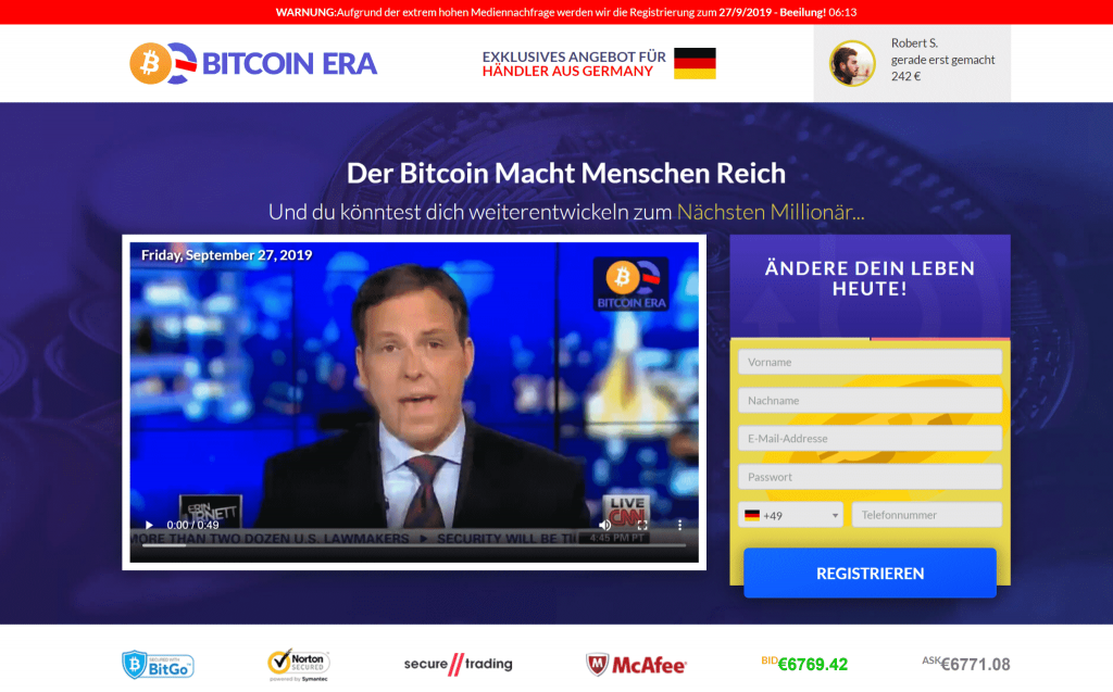 Der Bitcoin Era Betrug mit Lena, ZDF und Yvonne Catterfeld bringt Anleger um ihr Geld. Echter Bitcoin Era Fake!